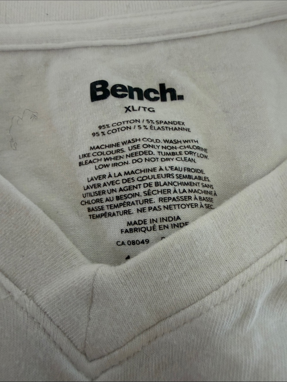 Bench White Men V-Neck Cotton Blend Pullover